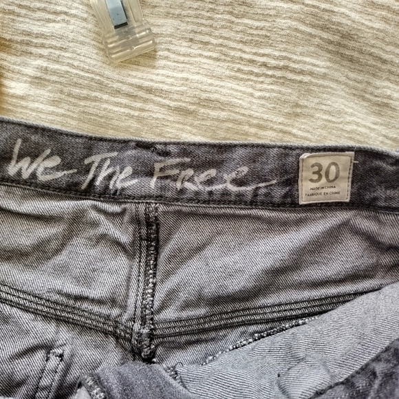 Free People We the Free Side Car Denim Mini Skirt Sanded Black sz 30 - Picture 7 of 9
